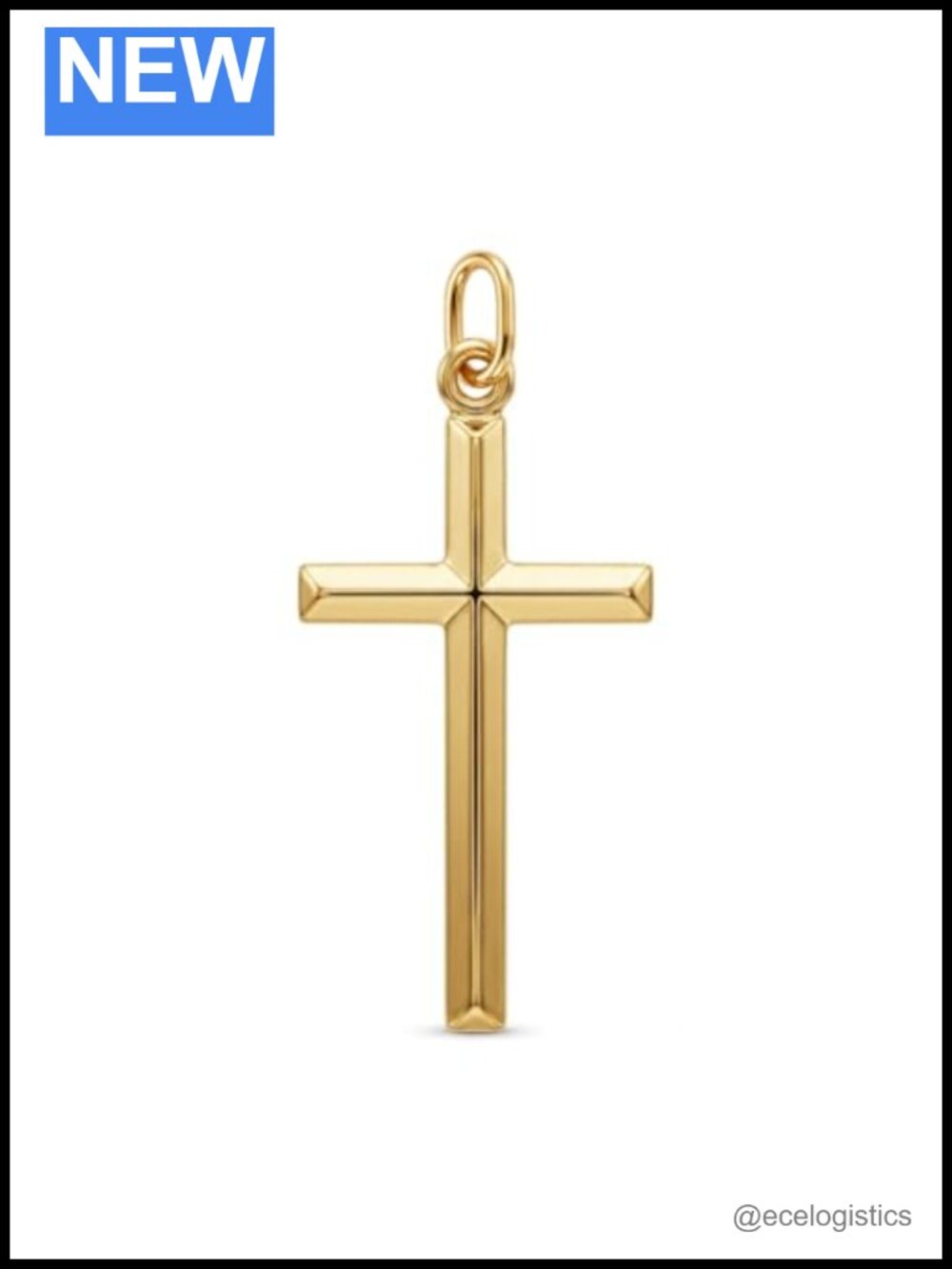 10K Yellow Gold Cross Pendant Charm 3D Puffed Two-Sided Religious Necklace